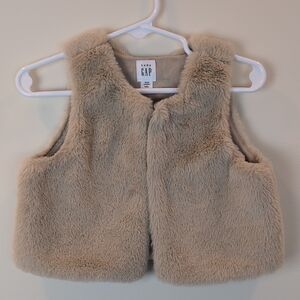 Baby GAP Tan Fuzzy Vest 18-24 Months
